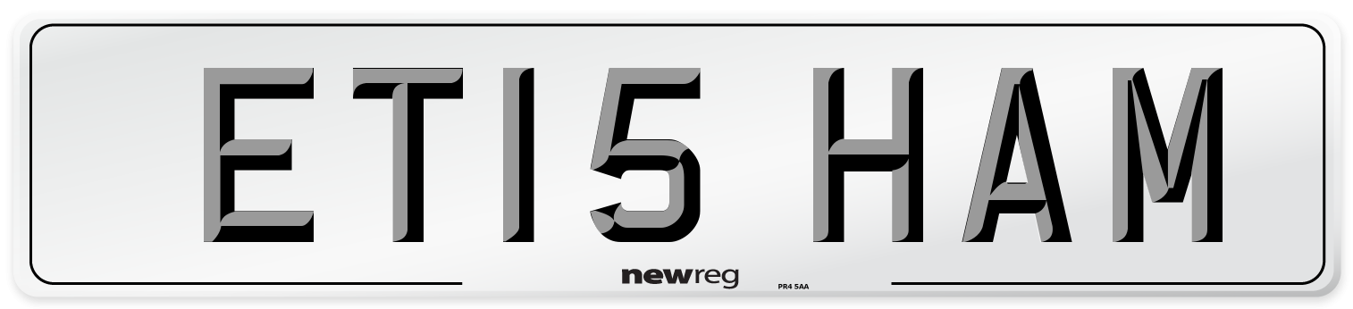 ET15 HAM Number Plate from New Reg